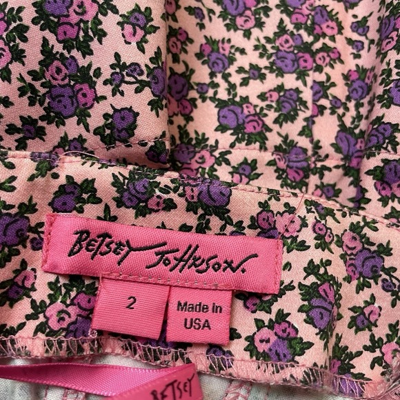 Betsey Johnson Dress Lace-up Corset Punk Glam Flirty 80s Ditsy Floral 2 B37 - Picture 8 of 12